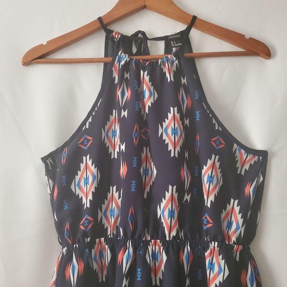 Forever 21 Women's Halter High Neck Backless Geometric Print Mini Dress Small - Picture 8 of 15
